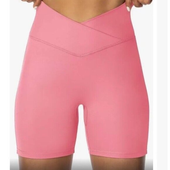Feathers Pink XL Fitness Bike Shorts Soft Stretch Leggings Workout‎ Yoga NWT - Picture 2 of 16